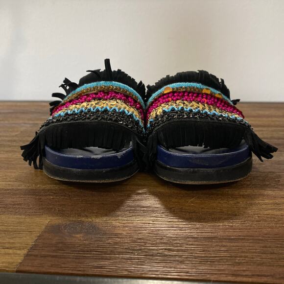 TORY BURCH Isle Slide Embellished Slip-On Sandals Size 8 - Picture 4 of 11